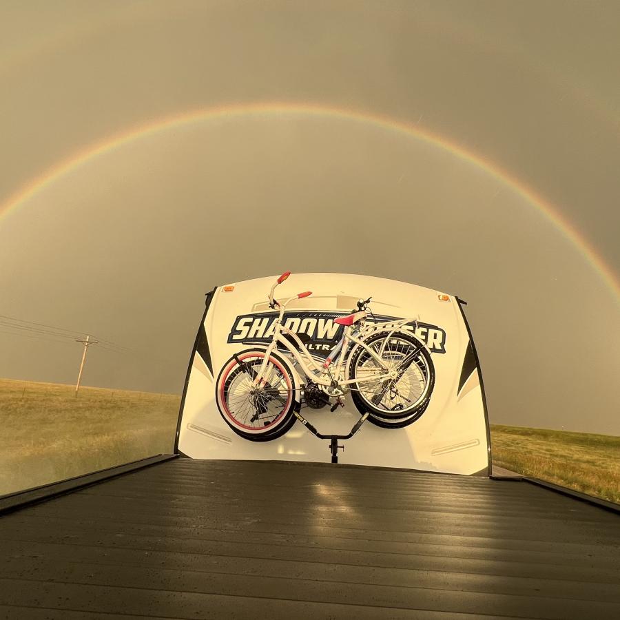 After driving through one of South Dakota’s storms, we turned around and saw the most beautiful rainbow around our camper. After that, we knew it was going to be a great vacation.