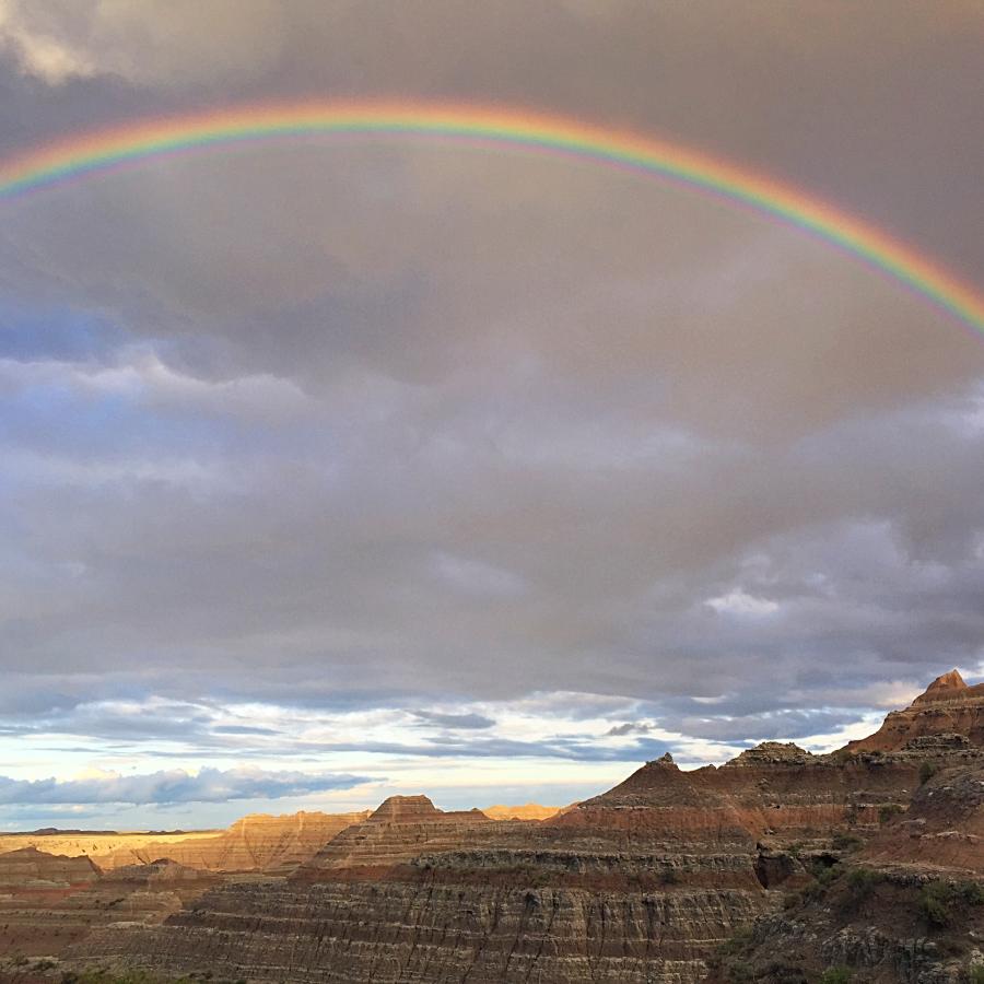 Rainbow in Badlands SD after a good rainfall 