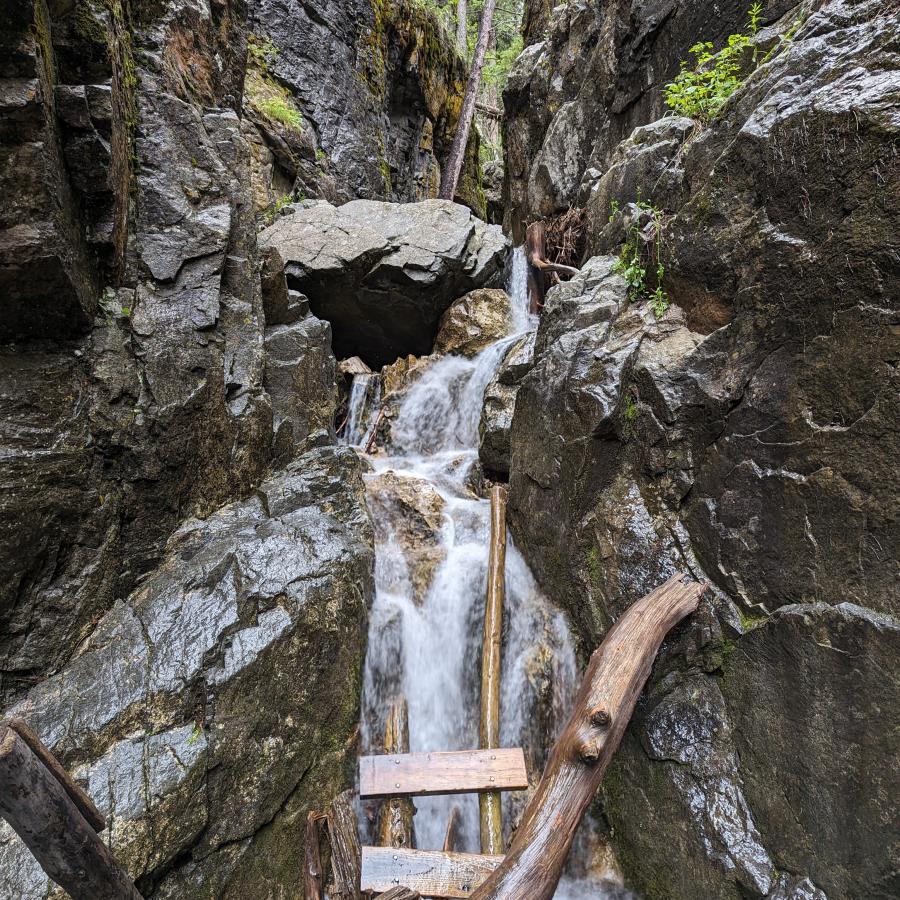 Hiking through one of the lesser known South Dakota waterfalls. 