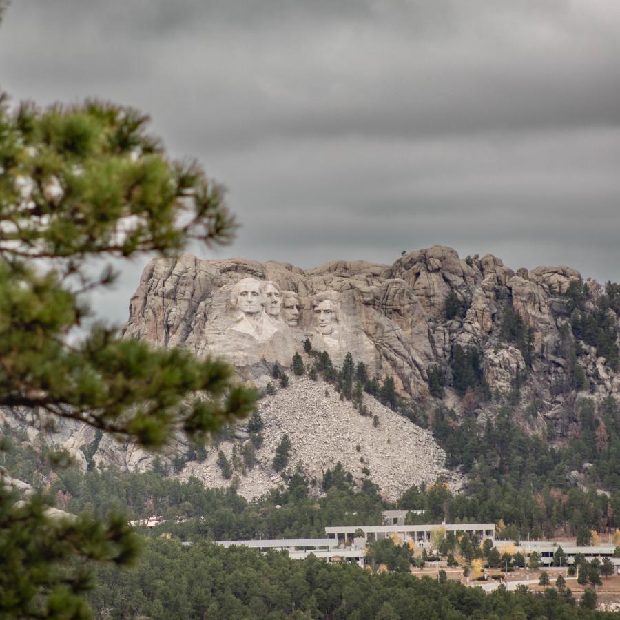 Fall Landscape featuring Mount Rushmore from the view from Iron Mountain Road.